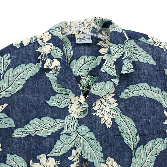ROYAL CREATIONS Hawaiian Shirt Reverse Print Hibiscus Floral Tropical MEDIUM - Picture 1 of 6